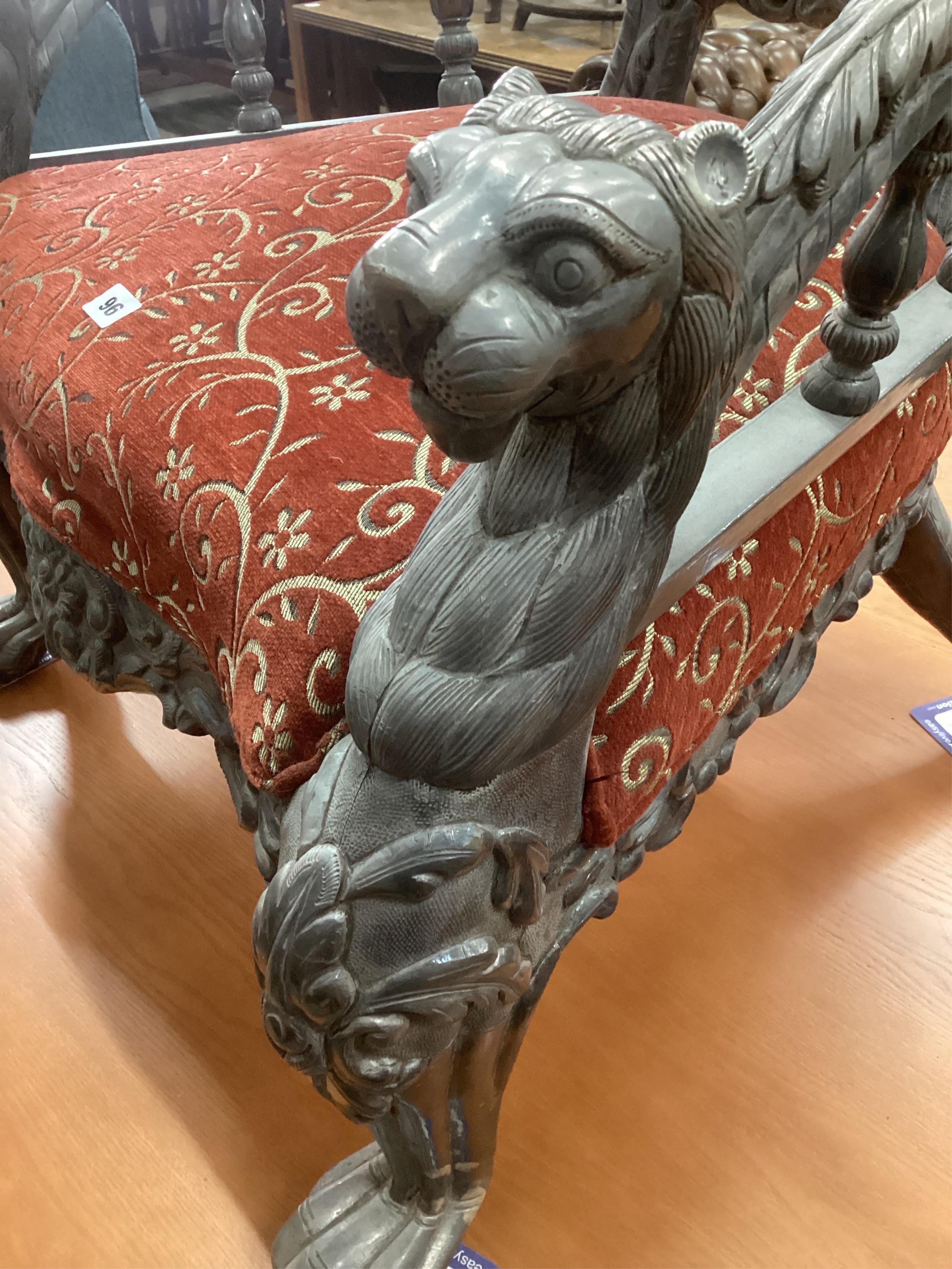 An Indian white metal overlaid armchair, width 72cm, depth 55cm, height 98cm. Condition - good